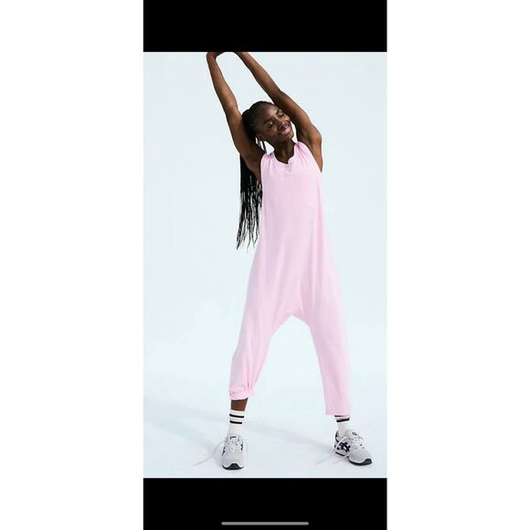 NWOT FP Movement by Free People Hot Shot Twist Back Onesie in Pink Fusion Small - Picture 1 of 12